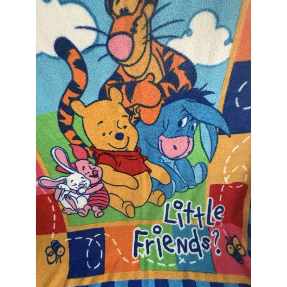 Vintage Disney Winnie the Pooh Piglet Tigger Eeyore Oversized Blanket 7'x5' Rare